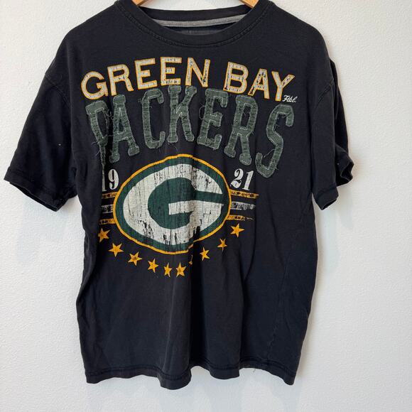 Vintage Green Bay Packers T-Shirt "1921" NFL Football Black Team Apparel Tee Med - Picture 1 of 8